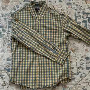 J. Crew Men's Plaid Button Down Shirt - Yellow and Blue